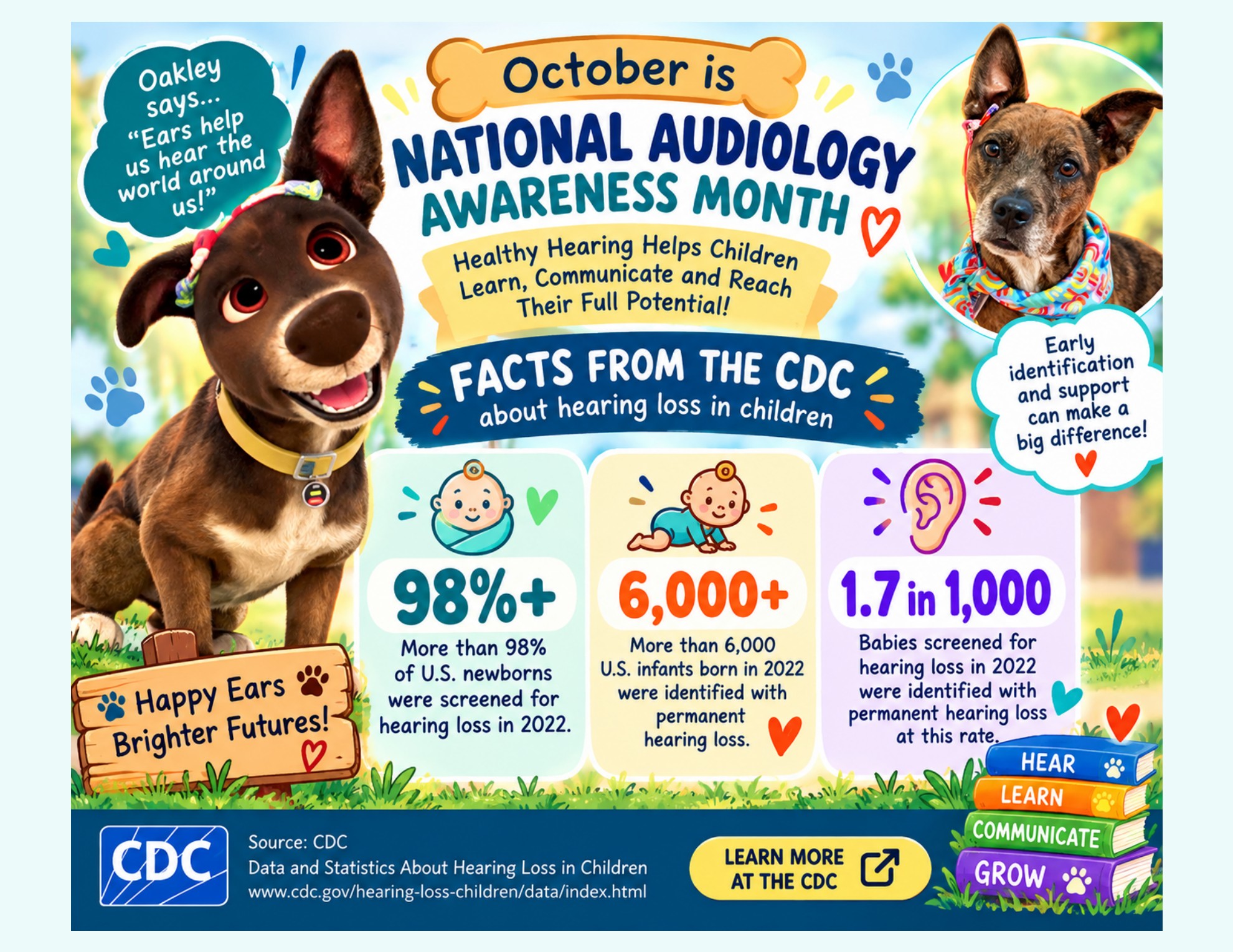 National Audiology Awareness Month poster featuring Oakley