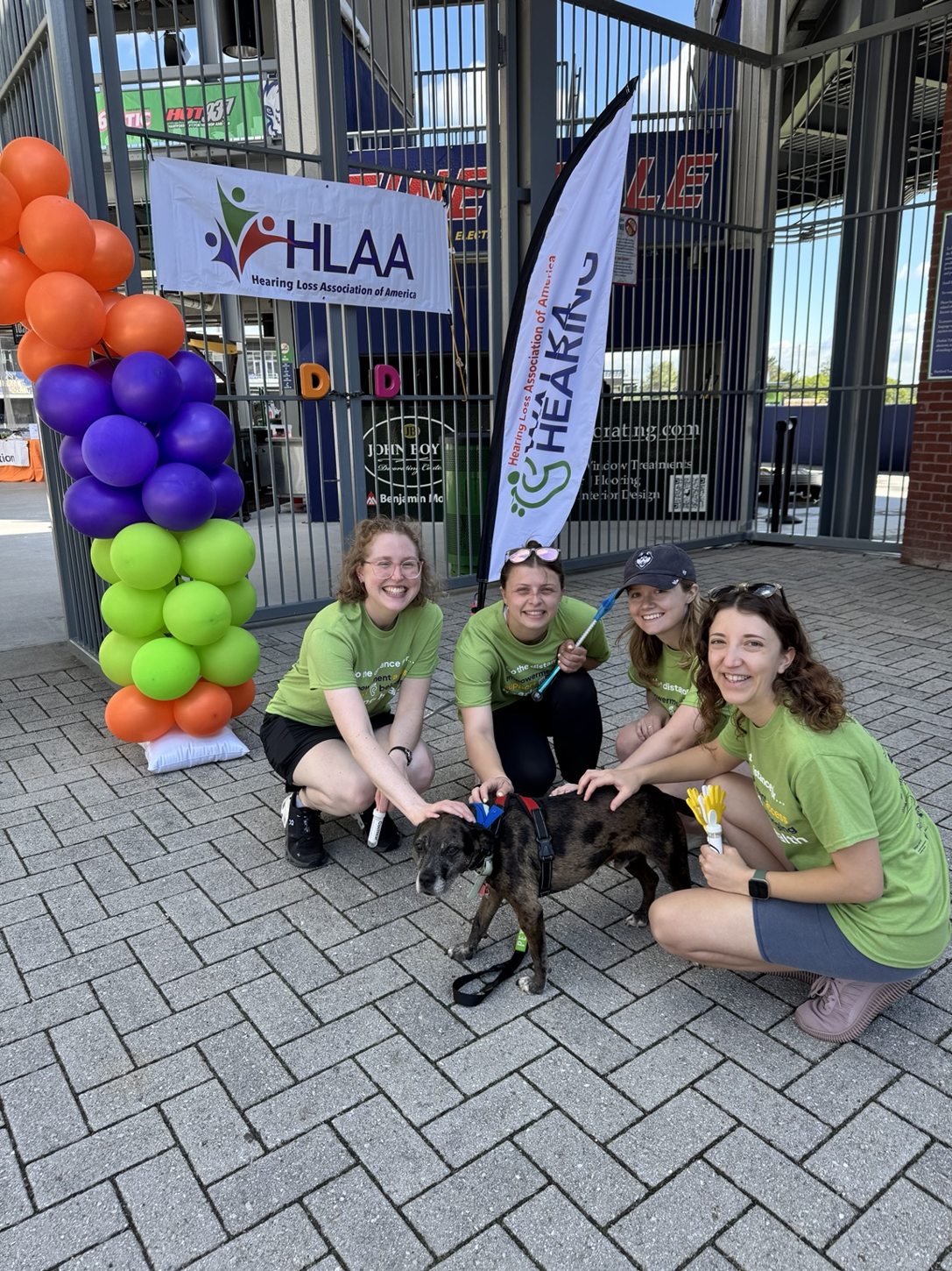 Oakley with volunteers at Walk4Hearing